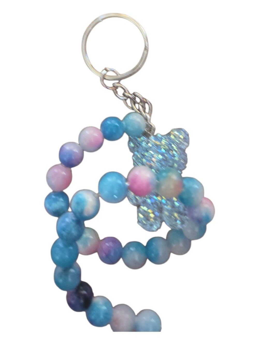 Handcrafted Resin Bear & Pastel Bead Keychain – Kawaii Bag Charm Gift 351
